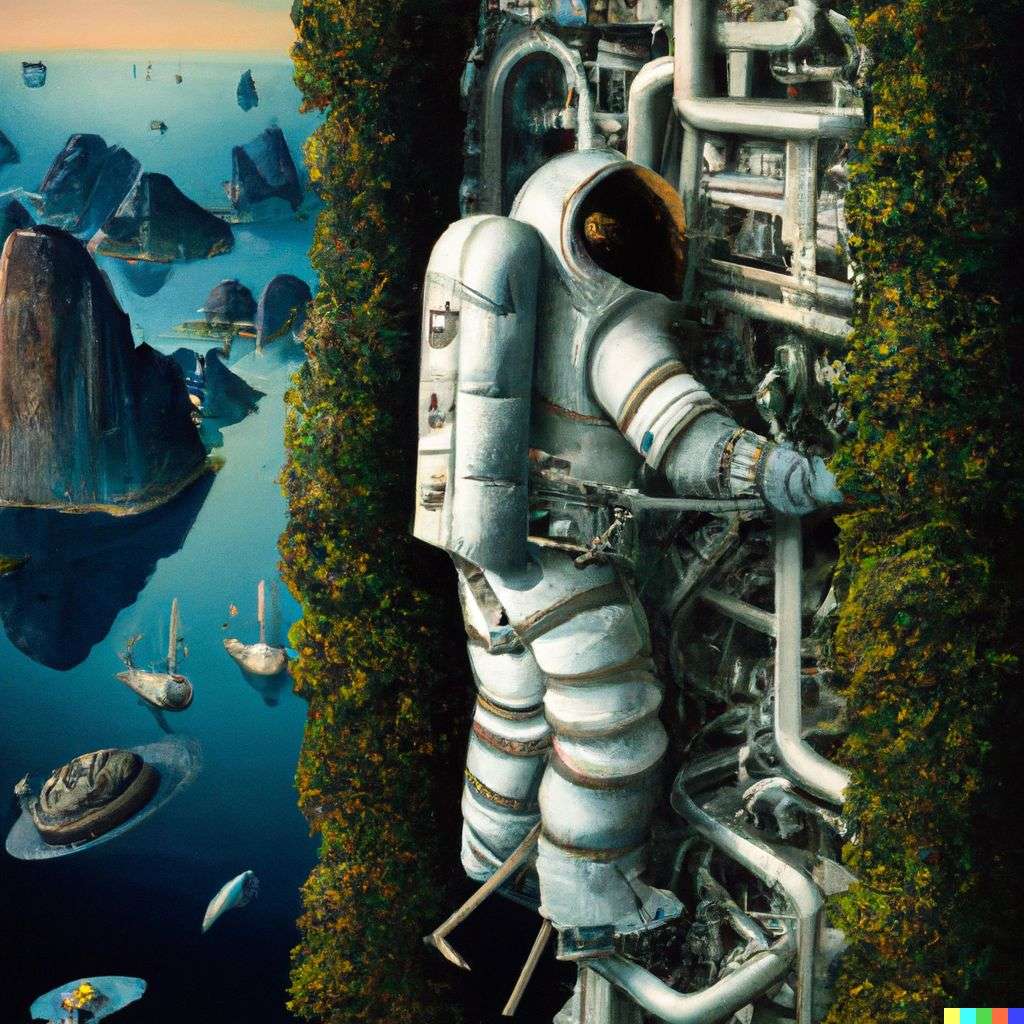 an astronaut, by Jacek Yerka